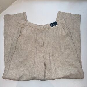 Abercrombie & Fitch Curve Love High Rise Tailored Straight Leg Linen Blend Pant